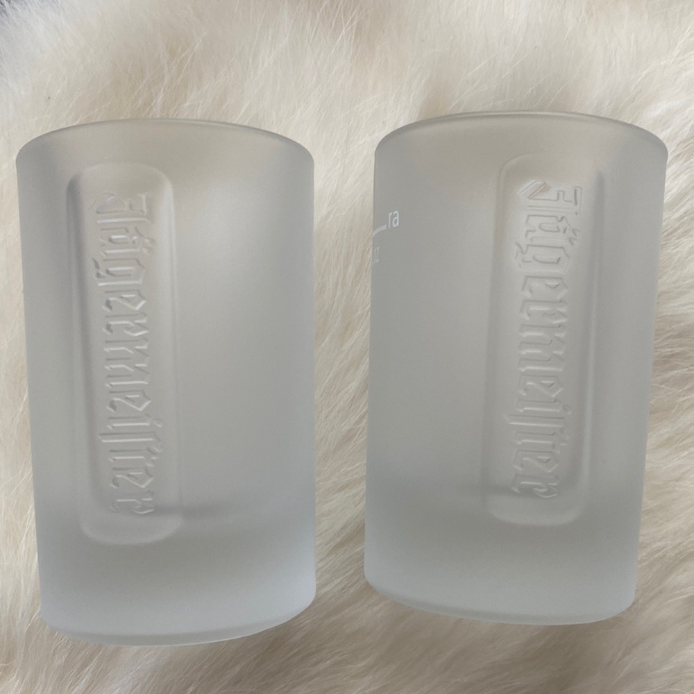 Two Jägermeister clear shot glasses